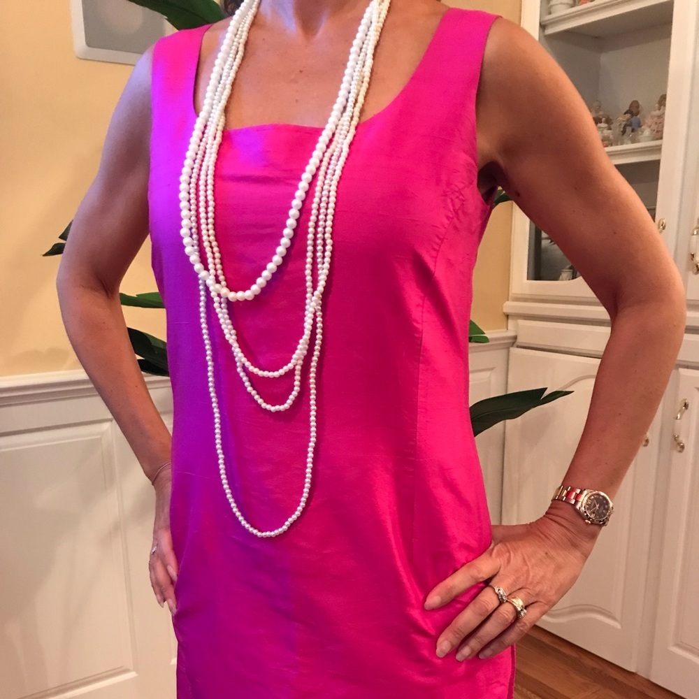 Lauren Pink Silk Dress Size 6 Scoop Neck sheath Ralph Lauren